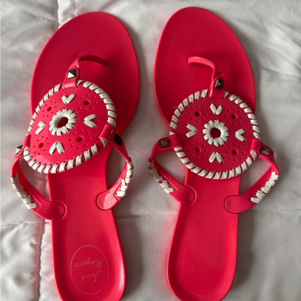 Jack Rogers Pink and White Floral Sandals